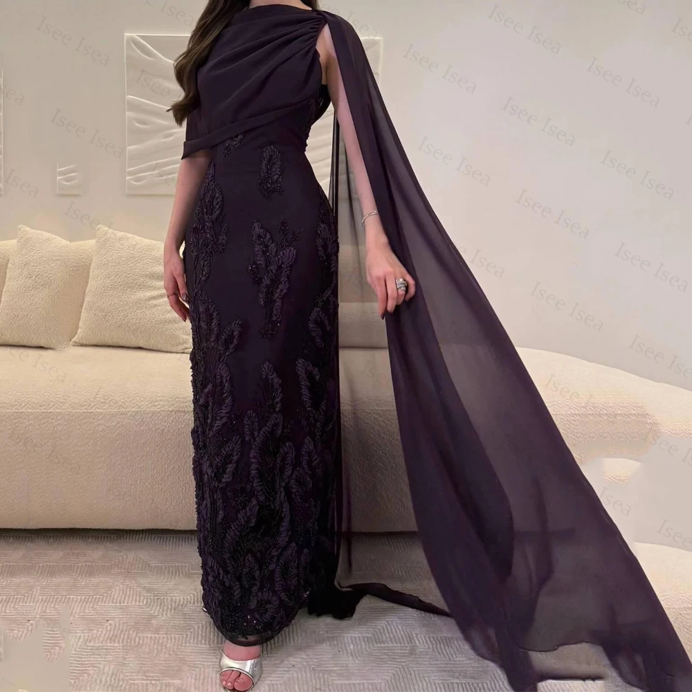 

Dubai Chiffon Applqieu Evening Dress 2026 One Shoulder Mermaid Purple فستان شارون سعيد سهره Customized