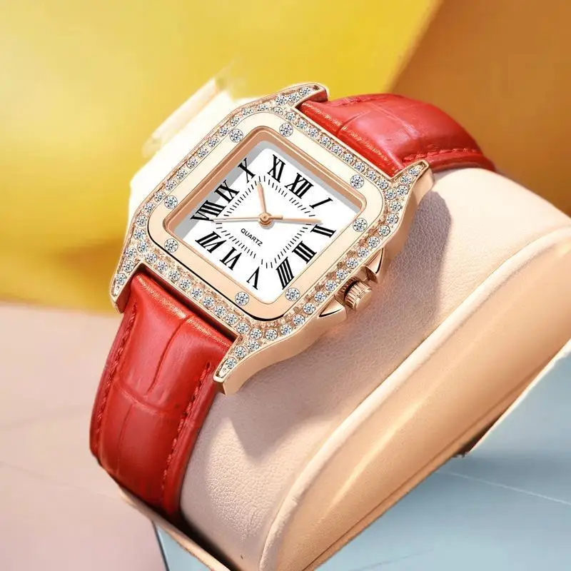 Women's Watch Set Analog PU Leather Wrist Watch Fashion Elegant Alloy Wristwatch Couple Watch
