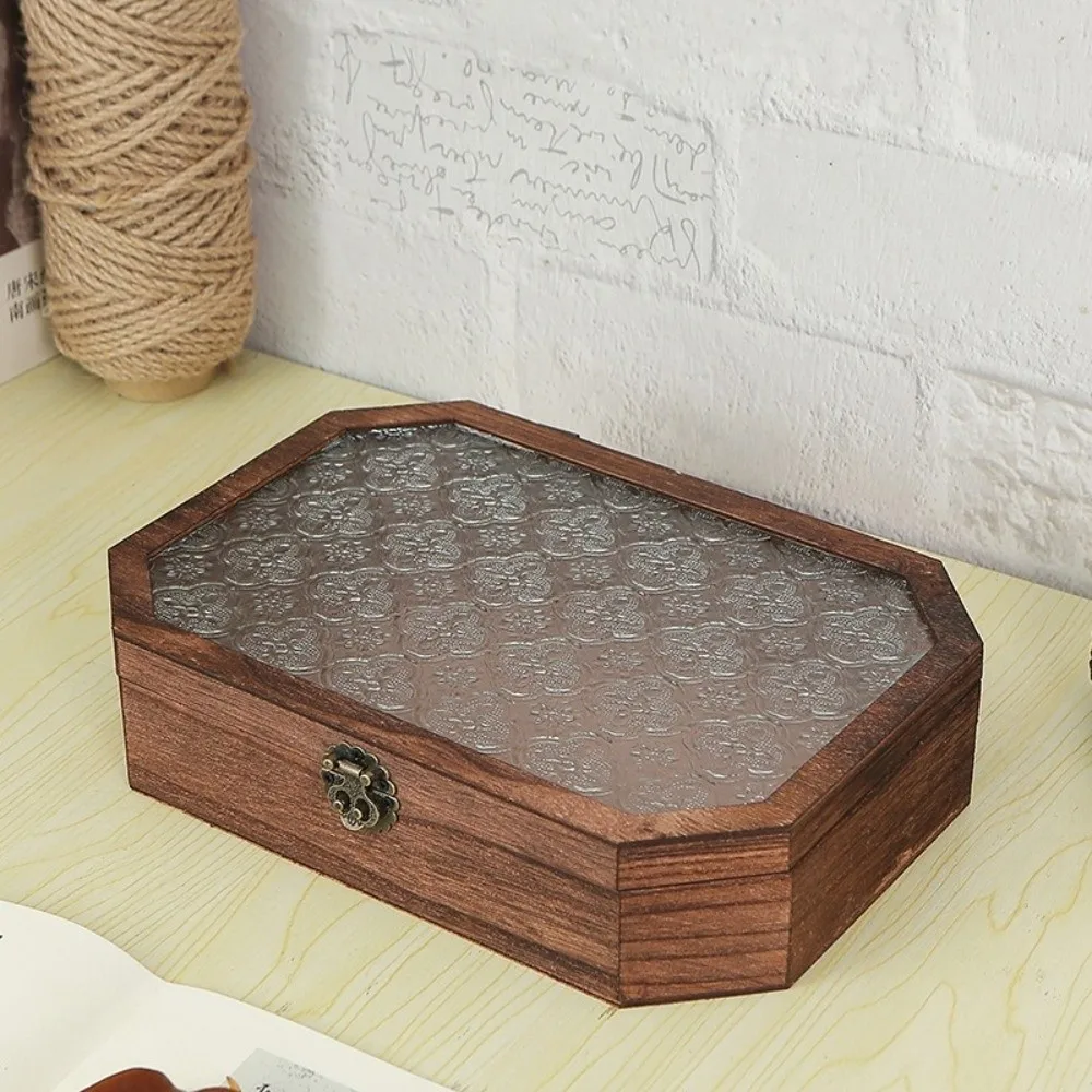 

Begonia Flowers Wooden Storage Box Flip Cover Dustproof Jewelry Box Decorative Vintage Cosmetic Organizer Desktop Storage