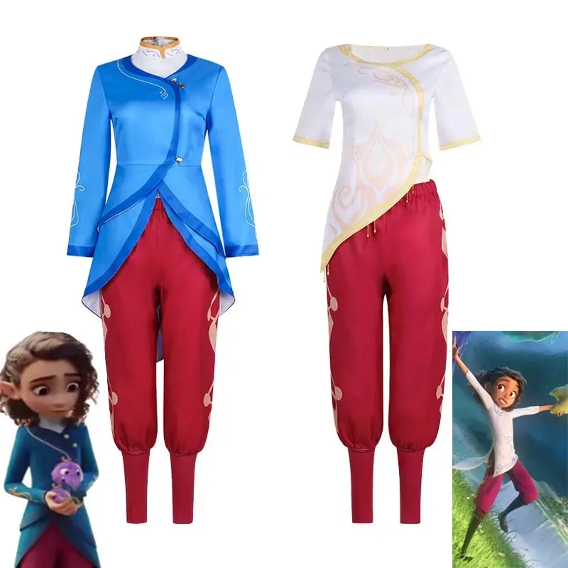 

Синий костюм принцессы с мультяшным заклинанием Эллиана для косплея, комплект с принтом Cheongsam, женская униформа на Хэллоуин, наряд для девочек