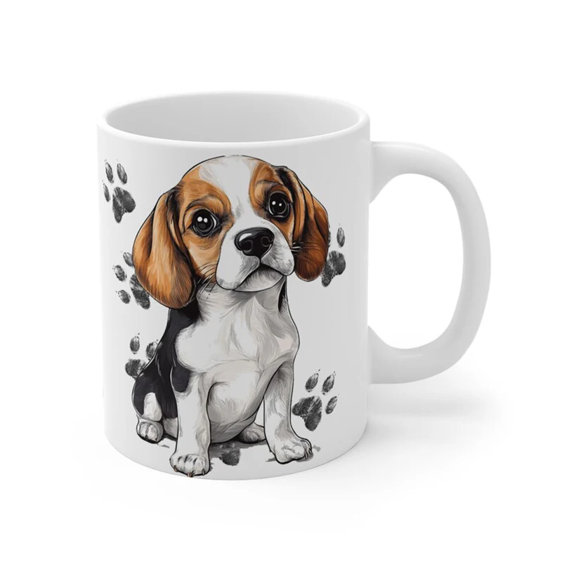 

Custom Beagle Photo Mug Personalized Ceramic Cup with Your Dog's Picture Name Customizable Coffee Tea Mug for Home Office Use