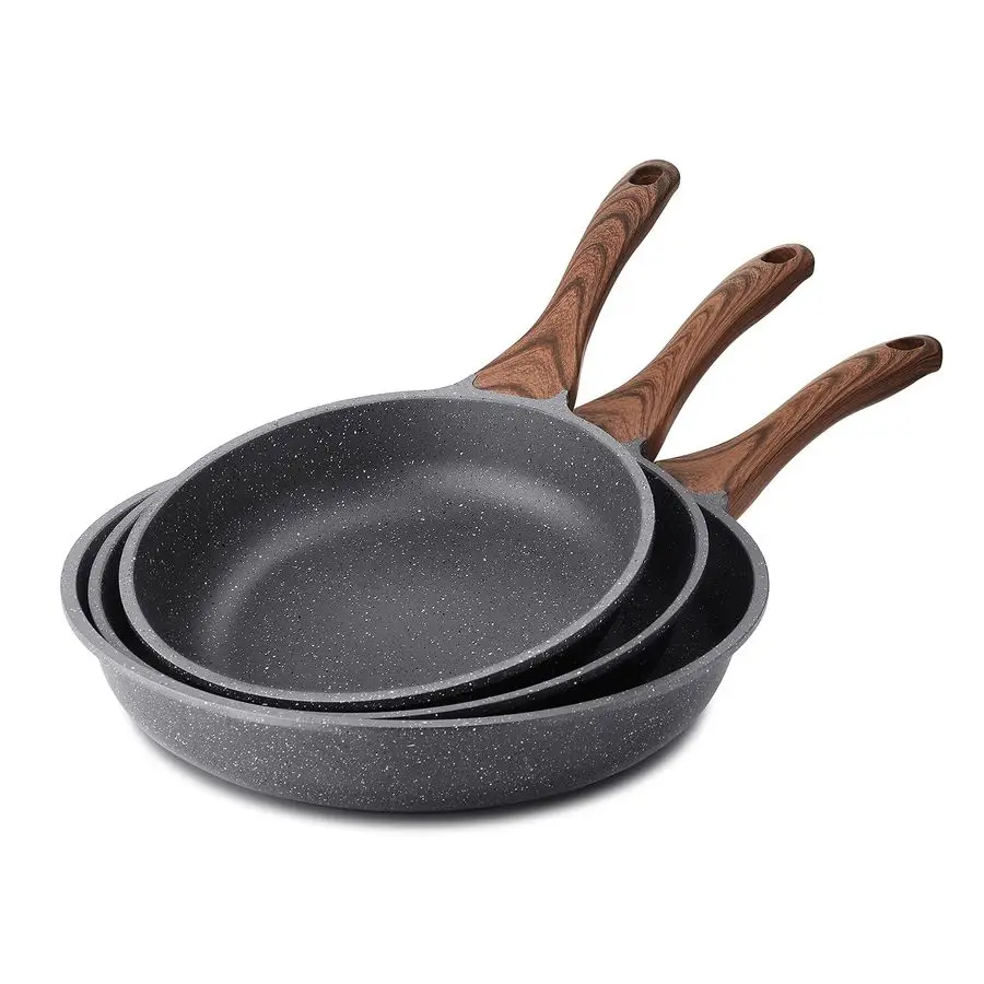 

Nonstick Frying Pan Skillets, Swiss Granite Coating Omelette Pans, Healthy Cookware Chefs Pan, Free of Intentionally Added PFOA