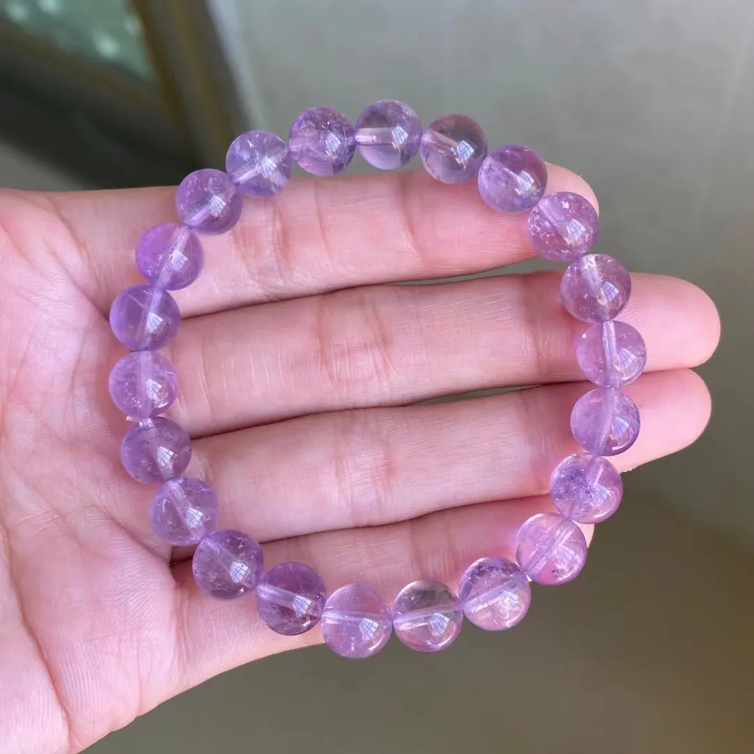 

8 мм натуральный лавандовый аметистовый браслет для женщин, мужчин, любовь, красота, подарок, кристаллический камень, прозрачные бусины, нити, ювелирные изделия AAAAA