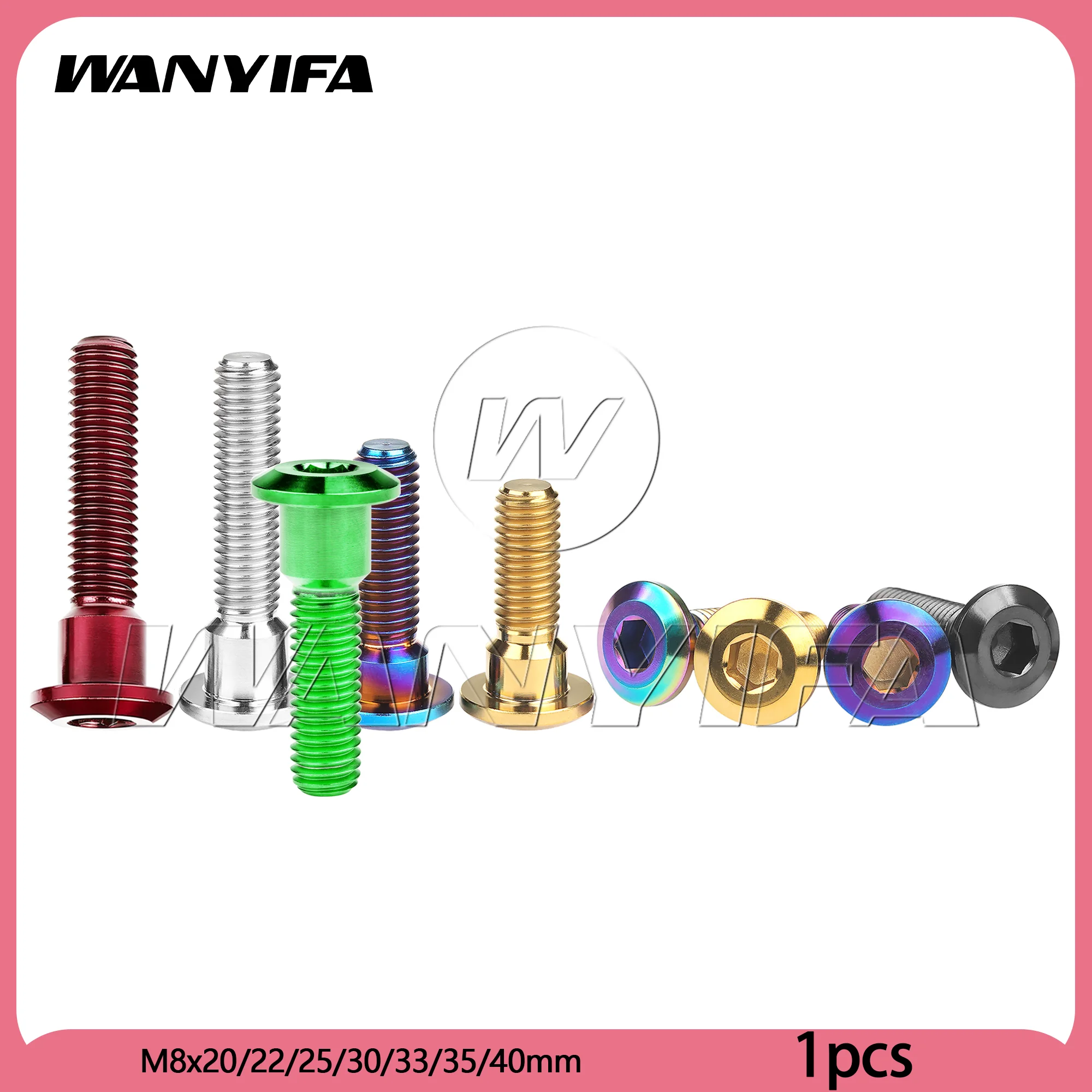 Wanyifa  Titanium Bolt M8x20/22/25/30/33/35/40mm Motorcycle Disc Brake Conical Hex Screws for Motor Yamaha Suzuki Bolt