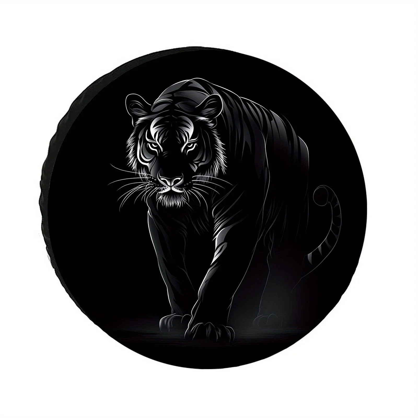 1pc High-Definition Printed Tire Cover - Premium Polyester Material, Terrifying Demon Tiger Design, Suitable For 28-34 Inch Tire