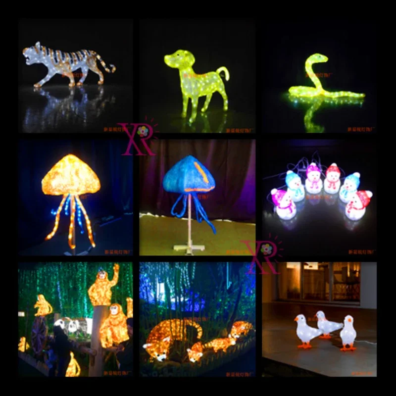 3D Flower Light Decoration God Father Sleigh Christmas Lamp Motif Reindeer Light Square Decorative Holiday Lighting