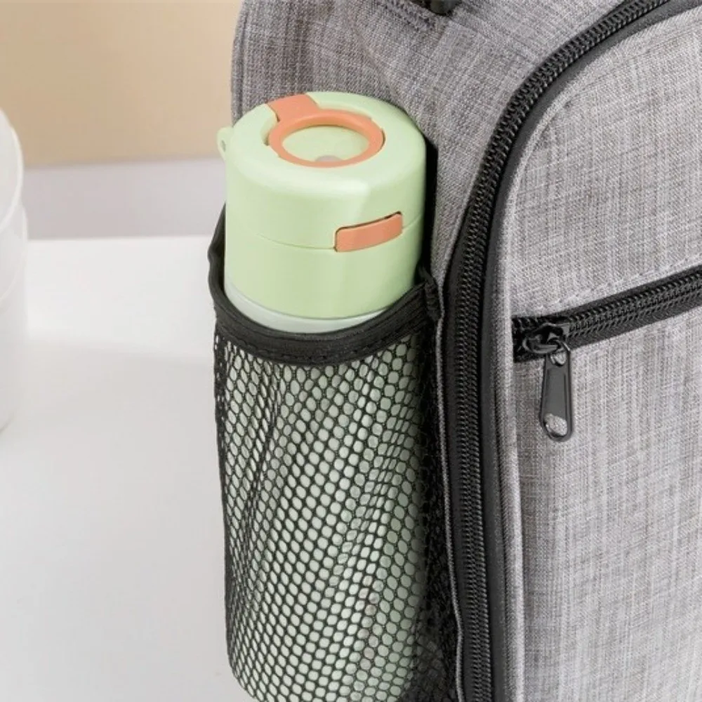 กระเป๋าใส่อาหารกลางวันผ้าอ็อกซ์ฟอร์ดแบบเก็บความร้อน ป้องกันการรั่วซึม ทรงสี่เหลี่ยม กล่องอาหารกลางวันแบบหุ้มฉนวนกันน้ำ กระเป๋าปิกนิกสำหรับกิจกรรมกลางแจ้ง