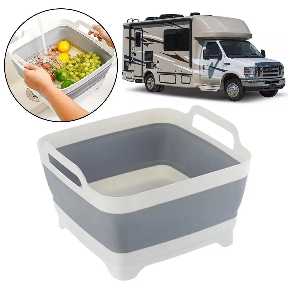 

Square Fruit Vegetable Washing Washbasin Kitchen Product Supply Travel Basins Outdoor Basket Camp Folding Drain Sink Portab X6X1