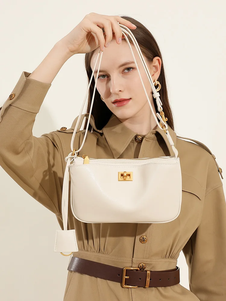 

New fashionable light luxury high-end leather women's bag Multifunctional shoulder bag Crossbody bag Casual armpit bag