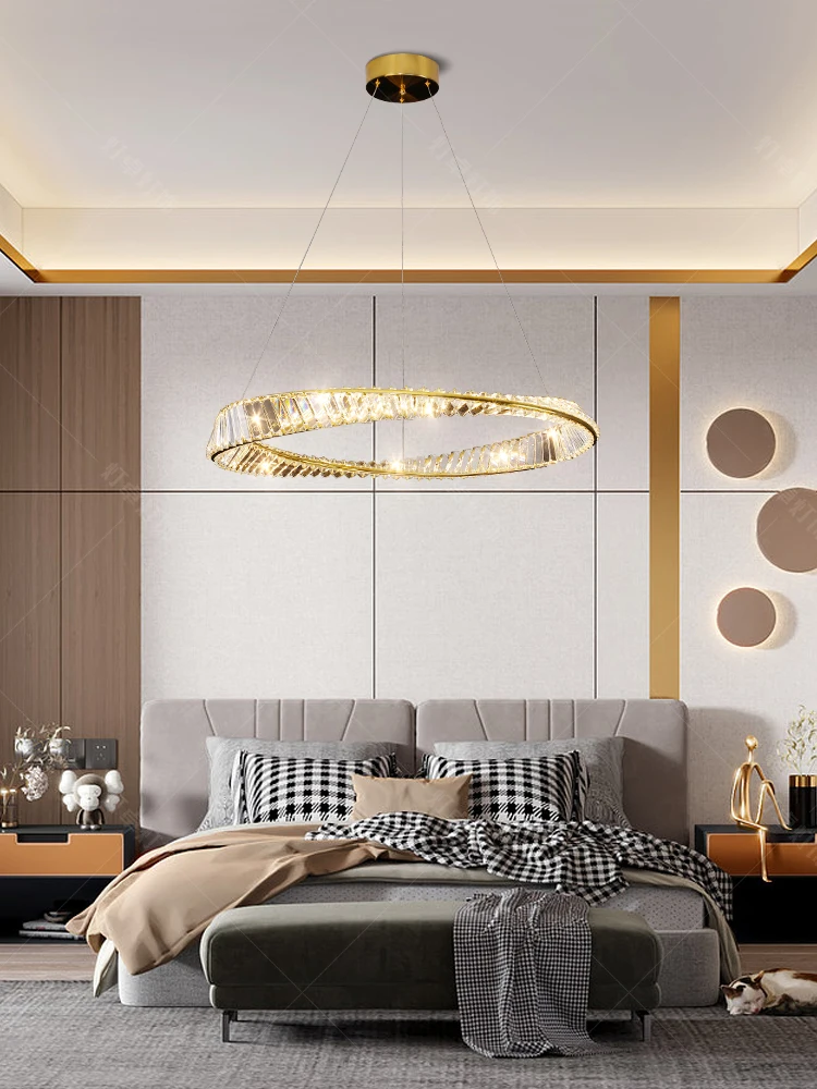 New Gold Crystal Chandelier Modern Ceiling light ring bedroom s living room restaurant Lamp spiral design LED lighting Luster