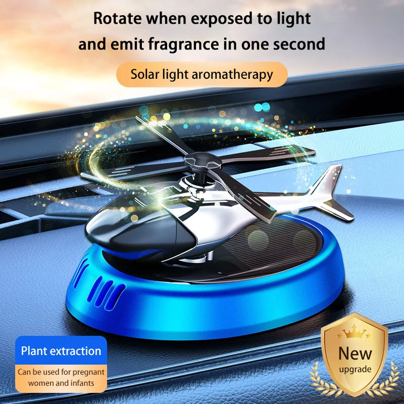 

Solar Powered Rotation Helicopter Solar Aromatherapy Car Air Freshener Alloy+ABS Wooden Fragrance Auto Aroma Diffuser