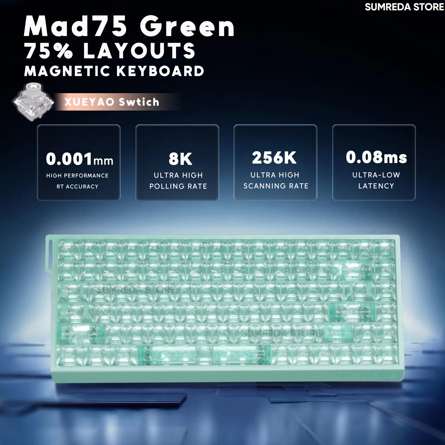 Original Madlions Mad75 Mad 75 Mad60/68 V2 Wired Magnetic Gaming Mechanical Dual LED RGB RT0.001mm 8KHz 0.125ms Delay Keyboard