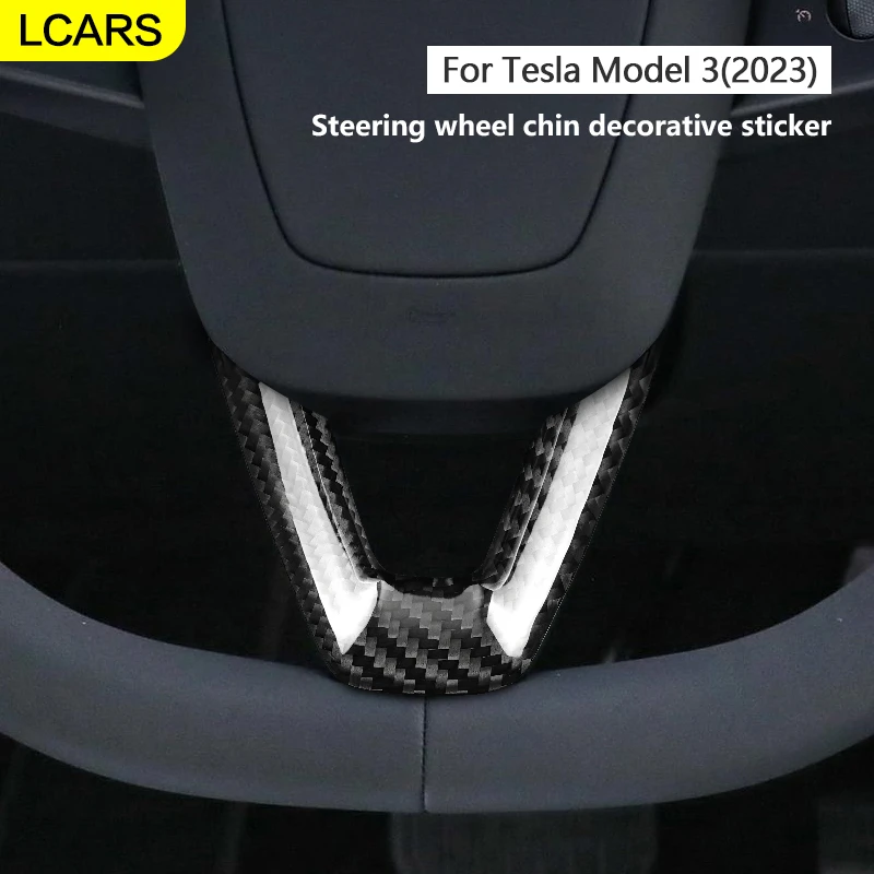 

LCARS-Tesla Steering Wheel Chin Sticker，for Tesla Model 3，Carbon fiber material，New car interior products