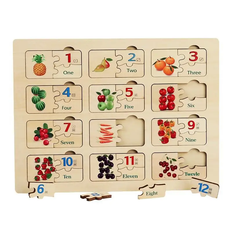 Wooden Number Matching Game para o desenvolvimento inicial, Number Puzzle, Aprendizagem Cognitiva, Conselho de Atividades Educativas