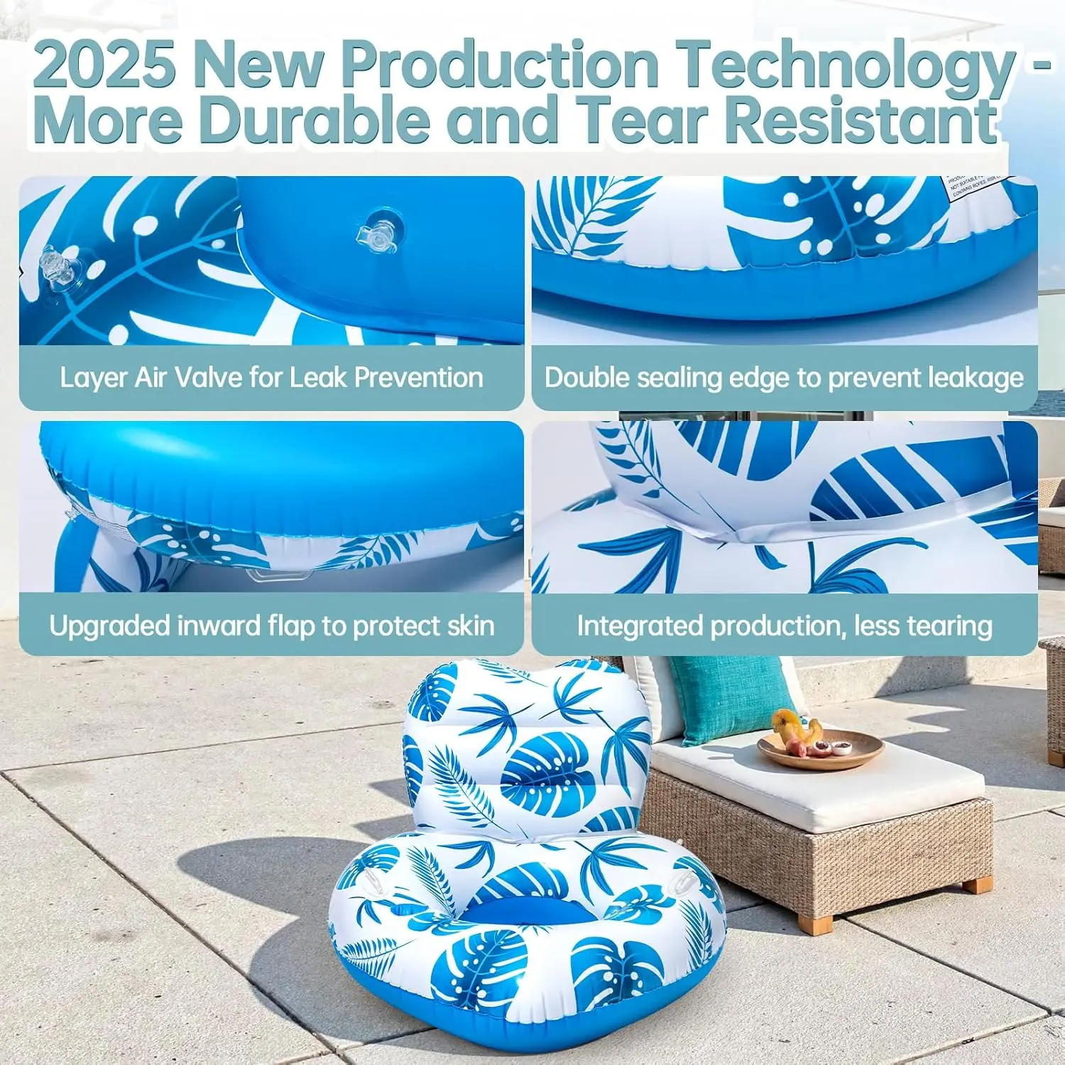 Pool-Schwimmer, aufblasbare Pool-Schwimmer mit Getränkehaltern, Unibody-Pool-Liege-Schwimmer mit Griff, ideales Pool-Spielzeug für Pools, Strandseen