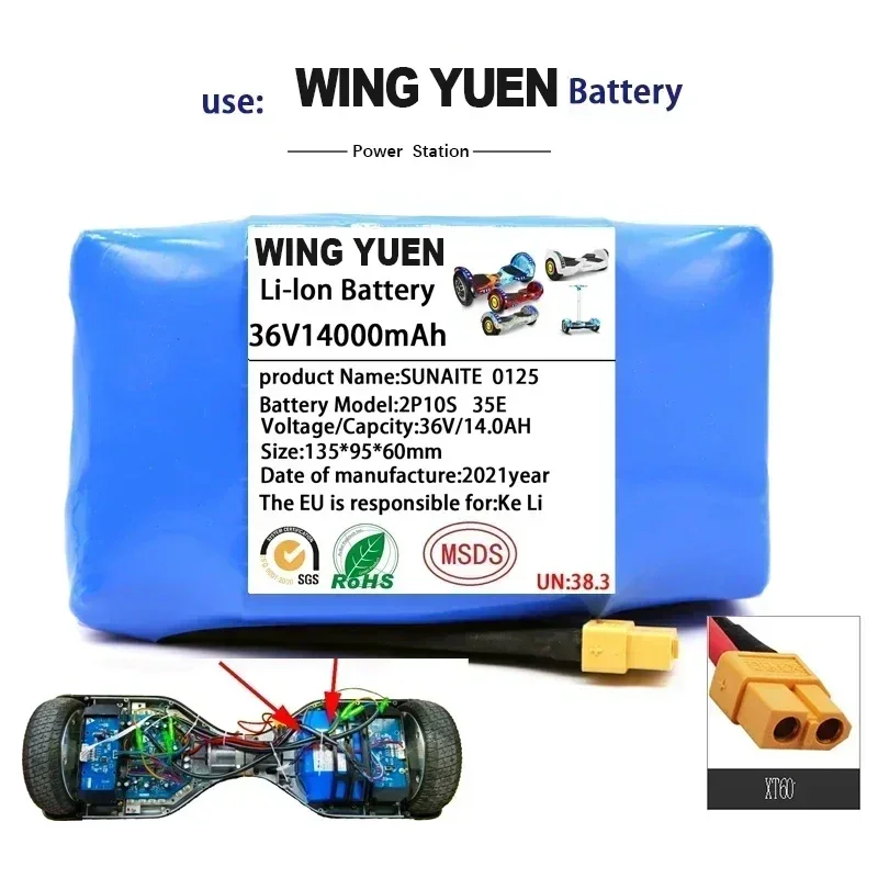 

100% New 36V 18650 Li-ion battery 10s2p 36v battery 14000mAh battery pack 42V 14000mah scooter twist car battery+Free Delivery