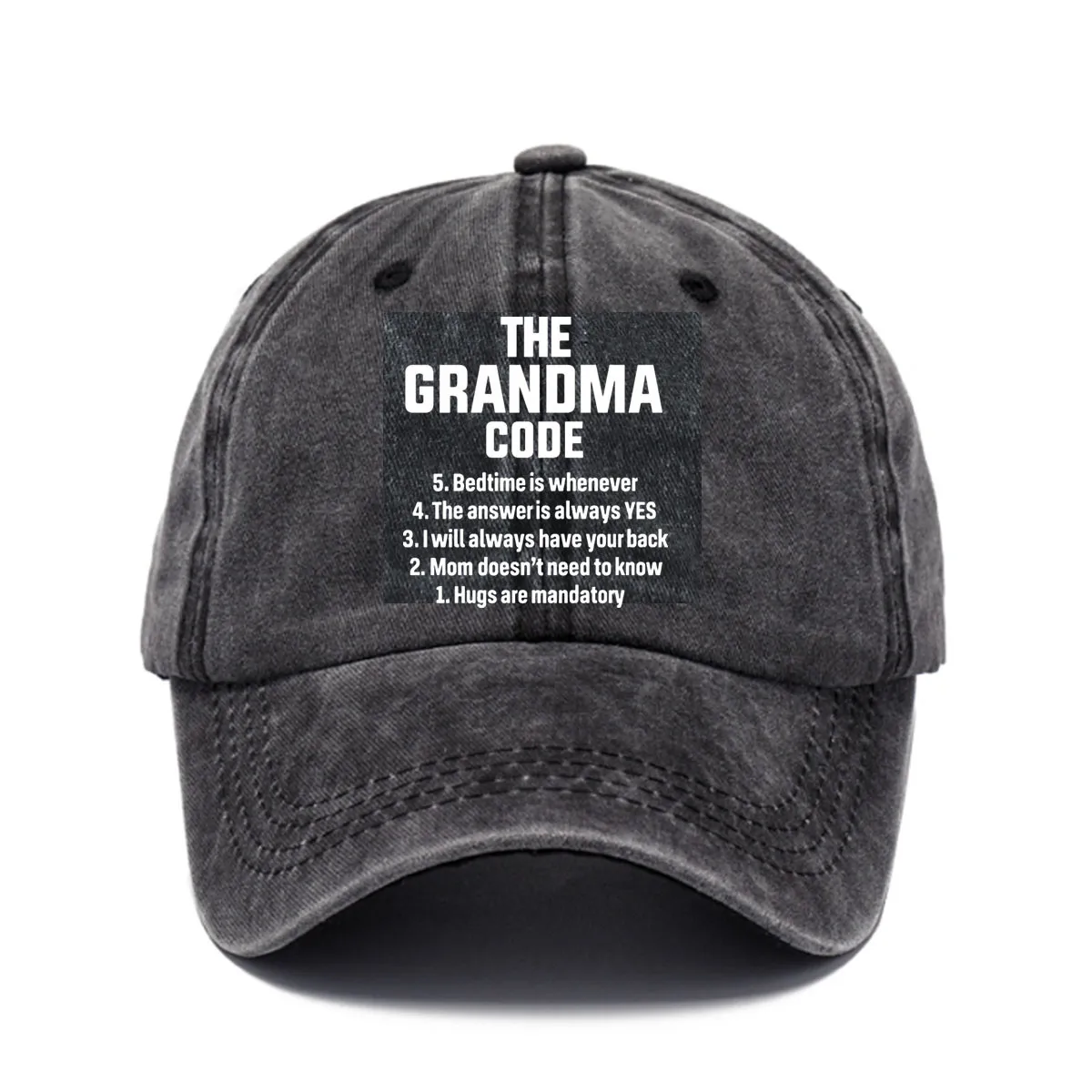 Vintage Grandma Code Print Washed Baseball Cap, Retro Style Women's Hat for Spring and Summer, Casual, Versatile, Comfortable, Breathable, Outdoor Wear, Sun Protection, Mother's Day Gift for Mom