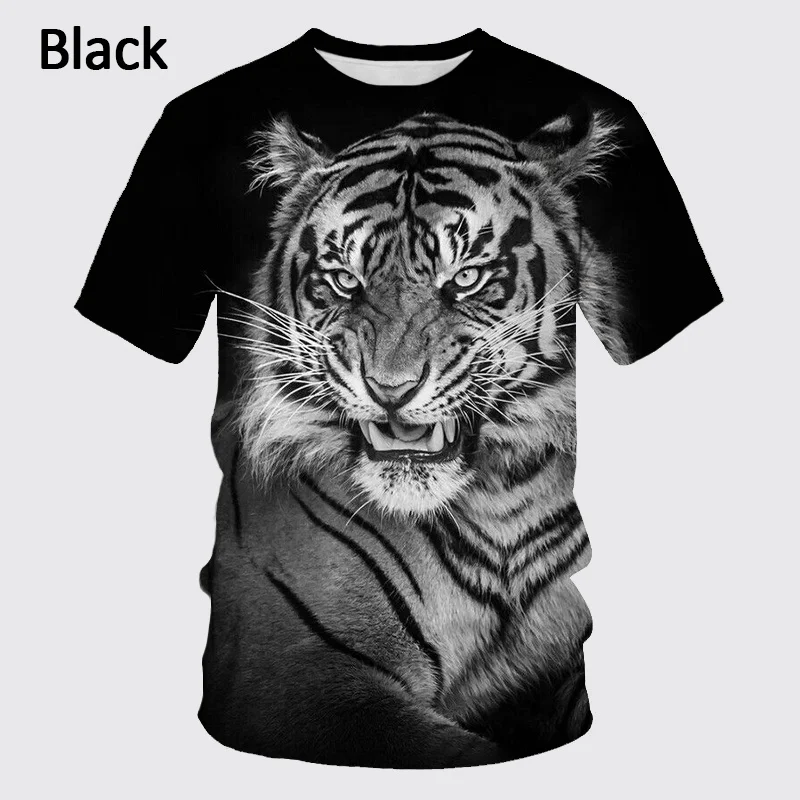 2022 Summer New 3D T-shirt Animal Tiger/leopard/lion Hip-hop Rock Personality Creative Round Neck Short Sleeve