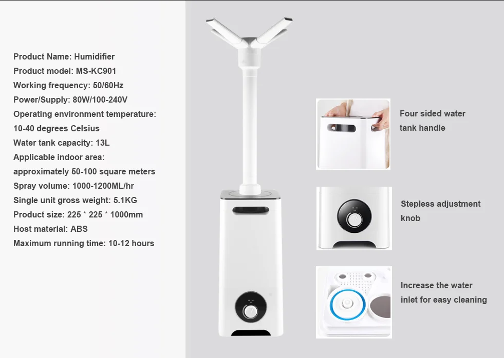 High Capacity Mechanical Air Diffuser Ultrasonic UV Humidifier