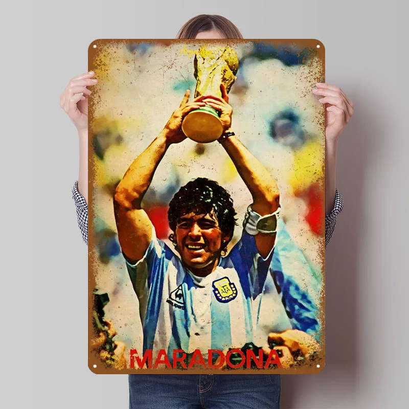 Металлические вывески Марадона, спортивный плакат, настенные украшения, жестяная вывеска на заказ для настенного художественного украшения, палочка Deko, домашний декор, барная комната Металлические вывески Марадона, спортивный плакат, настенные украшения, жестяная вывеска на заказ для настенного художественного украшения, палочка Deko, домашний декор, барная комната
