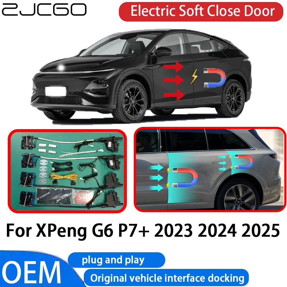 ZJCGO for XPeng G6 P7+ 2023 2024 2025 Car Automatic Electric Soft Close Door Closer System OEM Plug and Play Comfort Closing