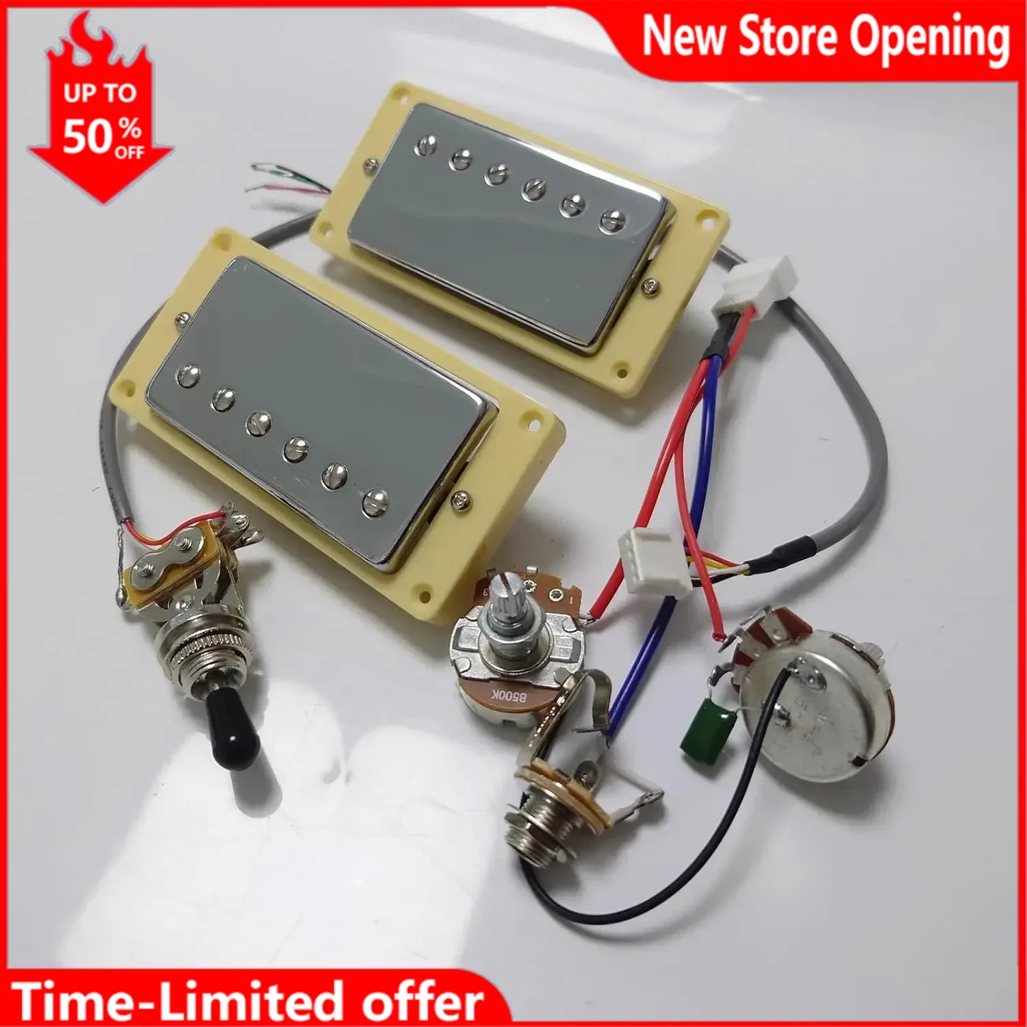 Guitar Alnico 5 Humbucker Pickups with 1V1T Switch Wiring Harness 4C Guitar Neck and Bridge Pickup for LP SG Style Guitar