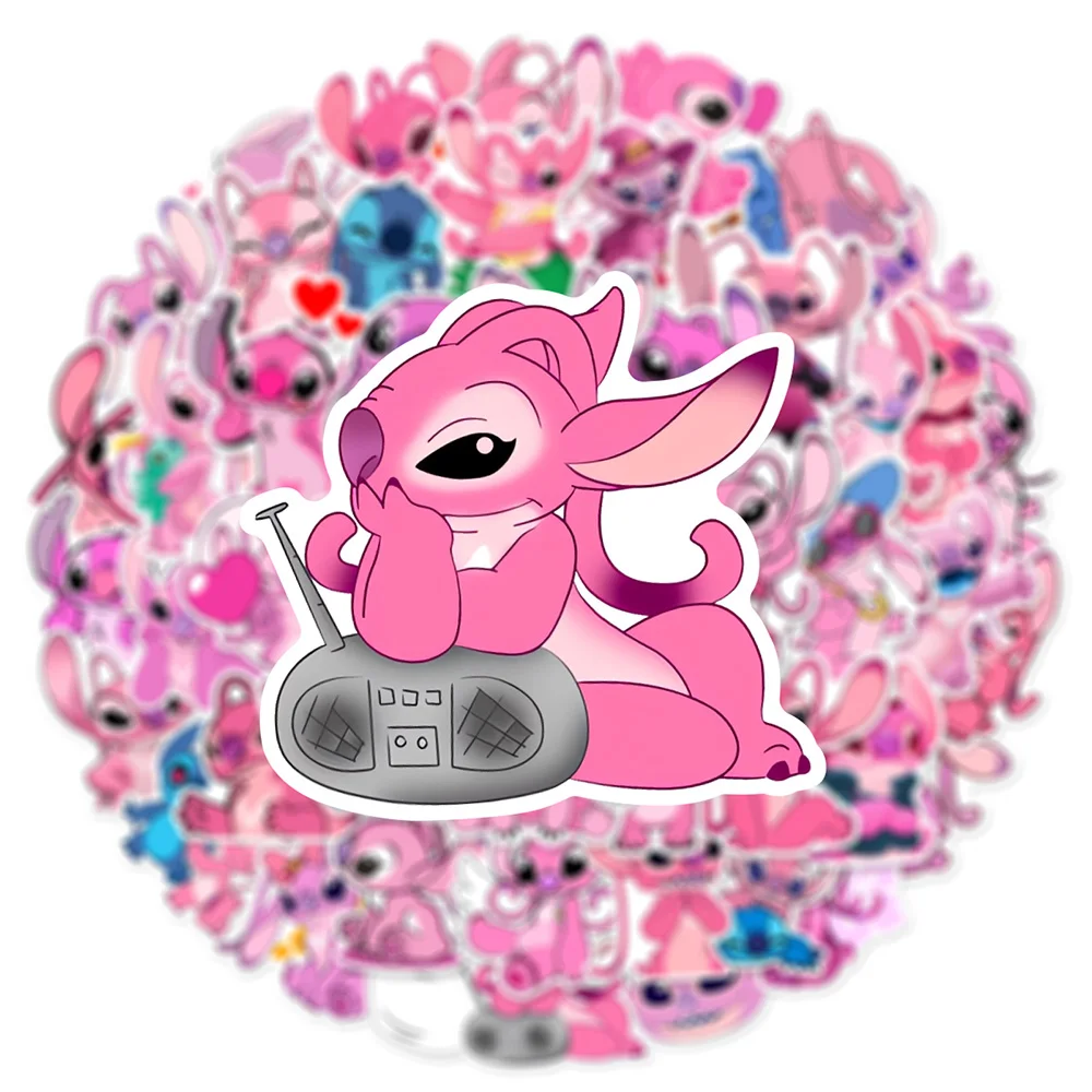 10/30/50pcs Kawaii Disney Lilo Stitch Angel Stickers Cute Pink Anime Character Sticker DIY Phone Diary Luggage Graffiti Decals image 3