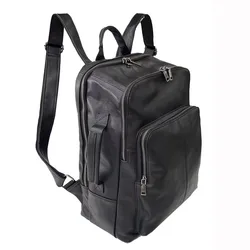 Echt leder Rucksack Jungen schwarz 14 Zoll Business Computer Tasche Rindsleder Reisetaschen