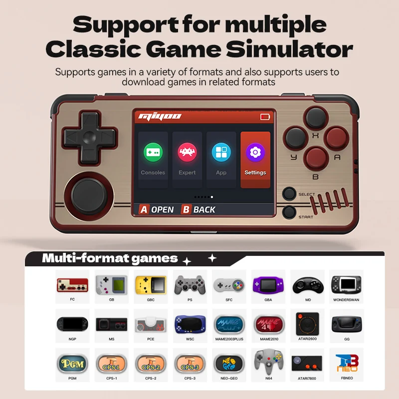 Consola de juegos portátil MIYOO A30, pantalla IPS de 2,8 pulgadas, sistema Linux, emulador Retro Horizontal, consola de vídeo, Motor de vibración, regalos para niños