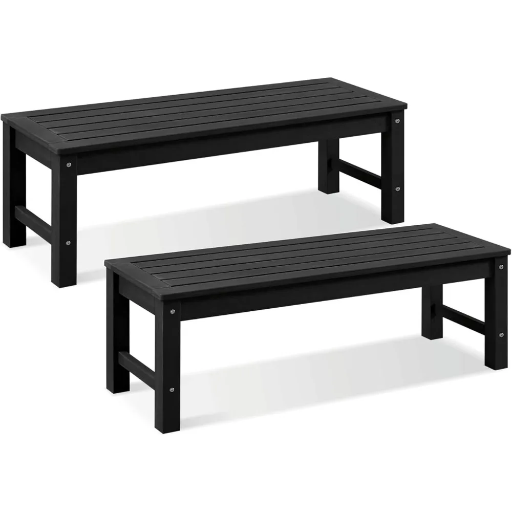 

Knight Bench Set of 2, Two Person Outdoor Poly Lumber Patio Backless Bench, Weatherproof Garden Bench That Never Rot and