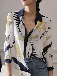 Camicia da donna di lusso di moda camicetta da donna in stile francese con stampa primavera estate mezza manica top blusa mujer