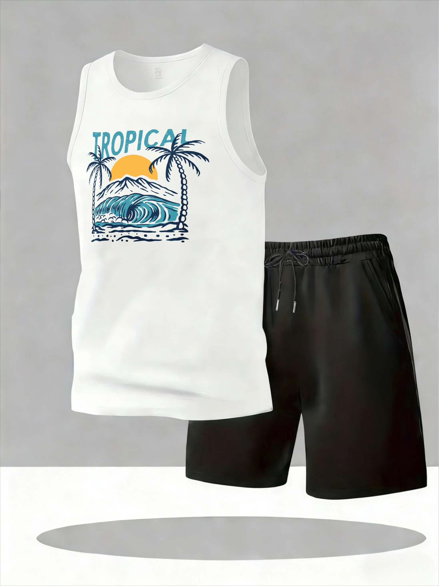 

Men's Tank Top Sets 2026 Summer Quick drying oversize running Breathable Sportswear crewneck outfits two piece sports beach