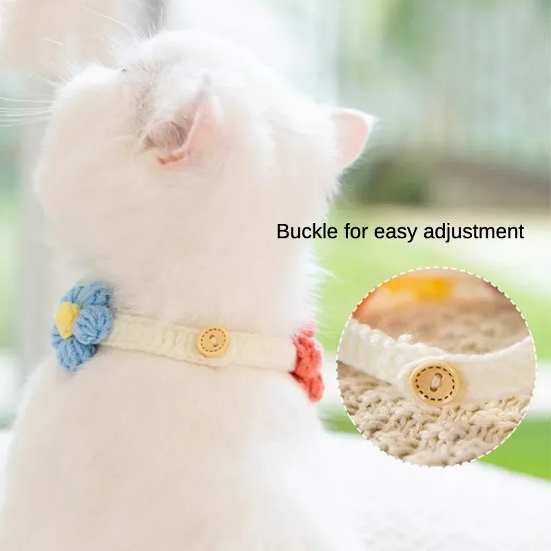 Cat Dog Knitted Collar Crochet Collar Ins Style Pet Drool Scarf Bib Flower Accessories Pure hand knitting - Image 4