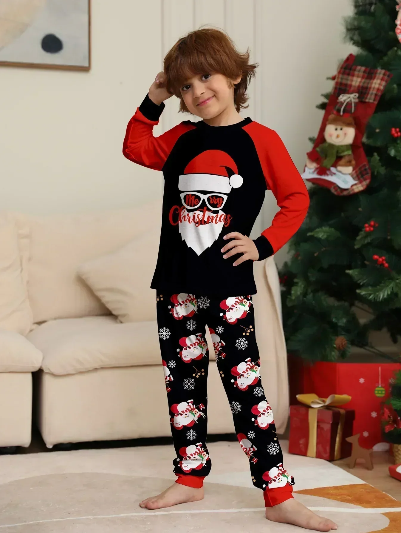 Kerst bijpassende pyjama set 2025 nieuwjaarskleding kerstman allover print volwassenen kinderen 2-delig pak baby romper kerst familie look