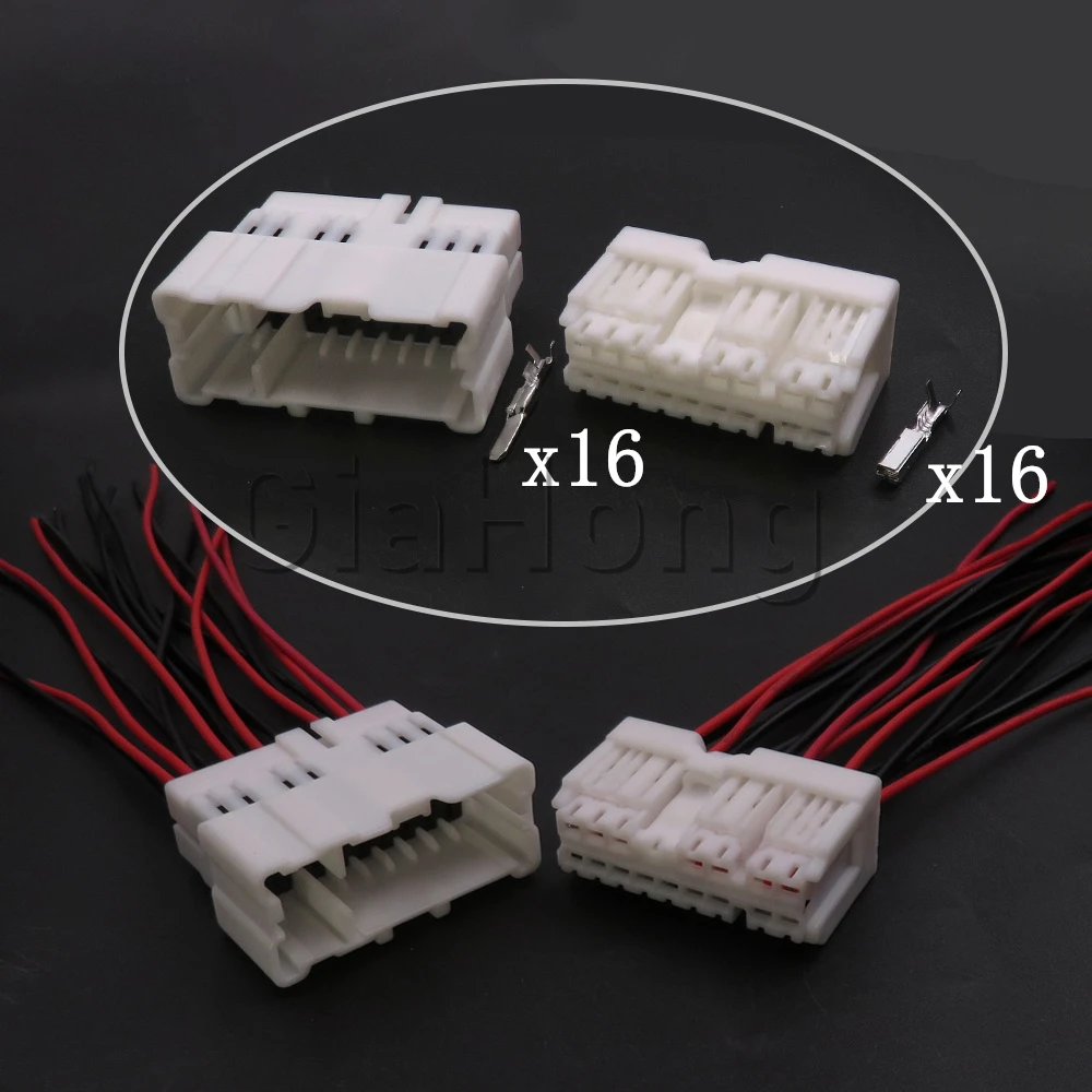 1 Set 16 Ways AC Assembly Car Engine Fuse Wire Harness Socket 1612891-2 1674009-1 Automobile Male Female Docking Plug