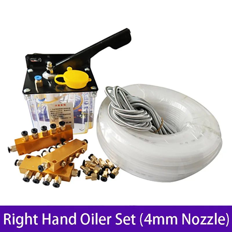 Handle Manual Oil Pump Kit Oil Outlet Injection Lubrication Pumps with Oil Pipe and Grease Nipple for CNC Engraving Router