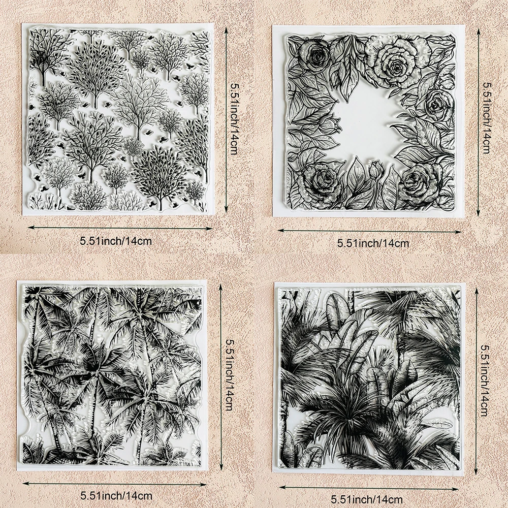 Blumenbaum-Stempel für eine ganze Seite/Klare Stempel/Siegel für DIY-Scrapbooking, Kartenherstellung, Album, dekoratives Siegel, Basteln