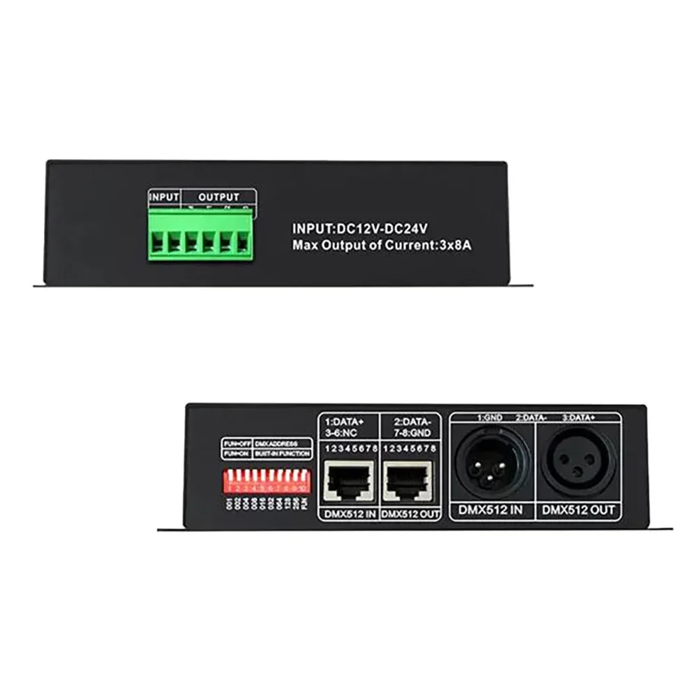 DC12-24V DMX512 Decoder LED Controller 3CH 4Channel Driver RGB/RGBW for 5050 3528 RGB RGBW LED Strip Light