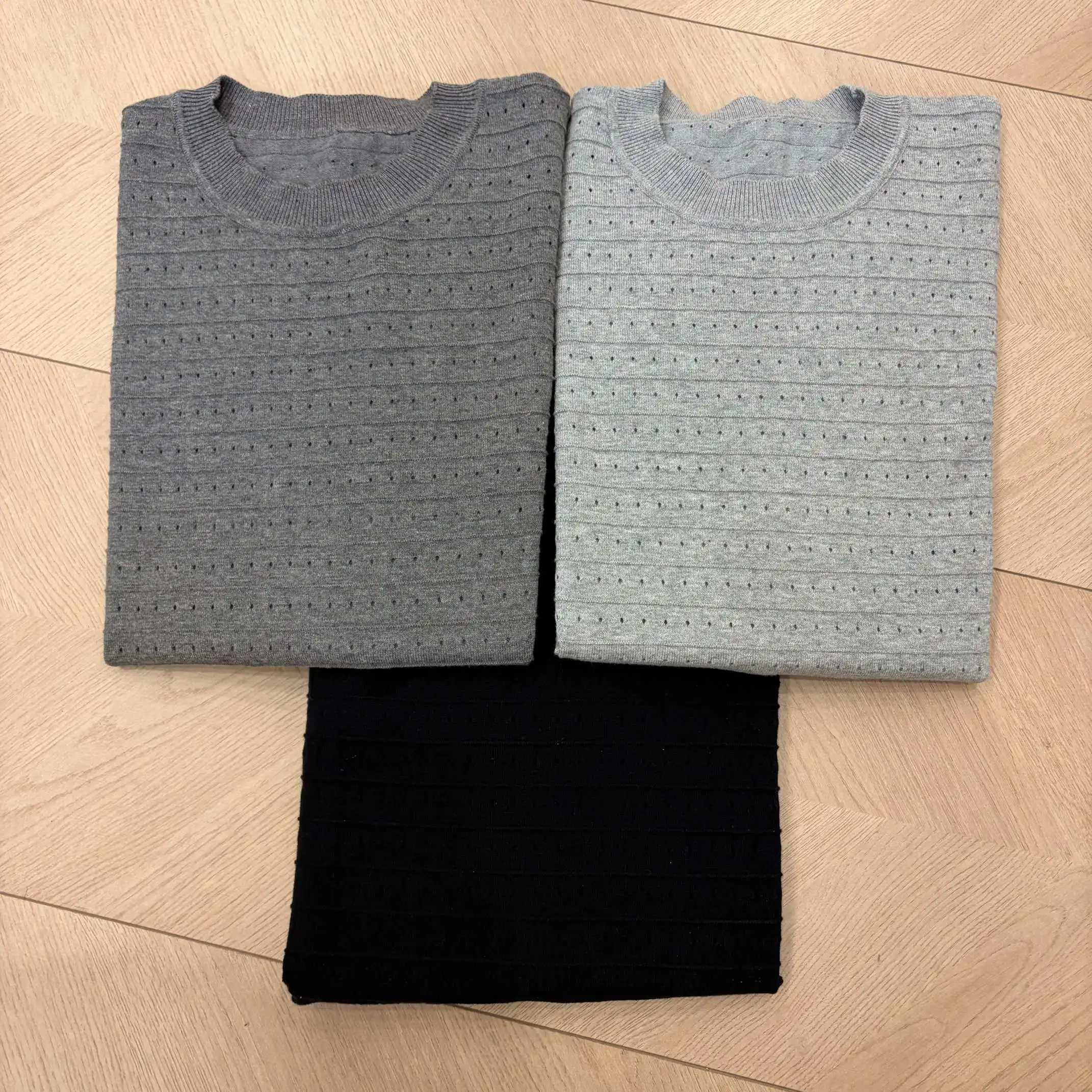 Yao Fashion Casual Tops Tee Hip Hop Breathable Ice Feeling T-shirt Old Money Row Knit Short Sleeve T