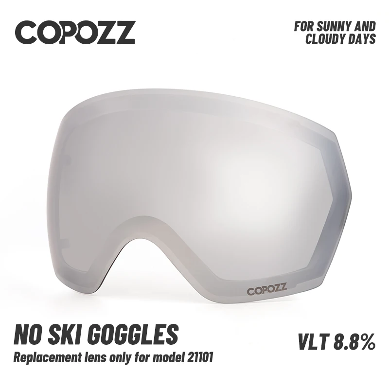 COPOZZ Replacement Ski Goggles Lens For Model 21101 Anti-fog UV400 Spherical Ski Glasses Snow Goggles Eyewear Lenses (Lens Only)