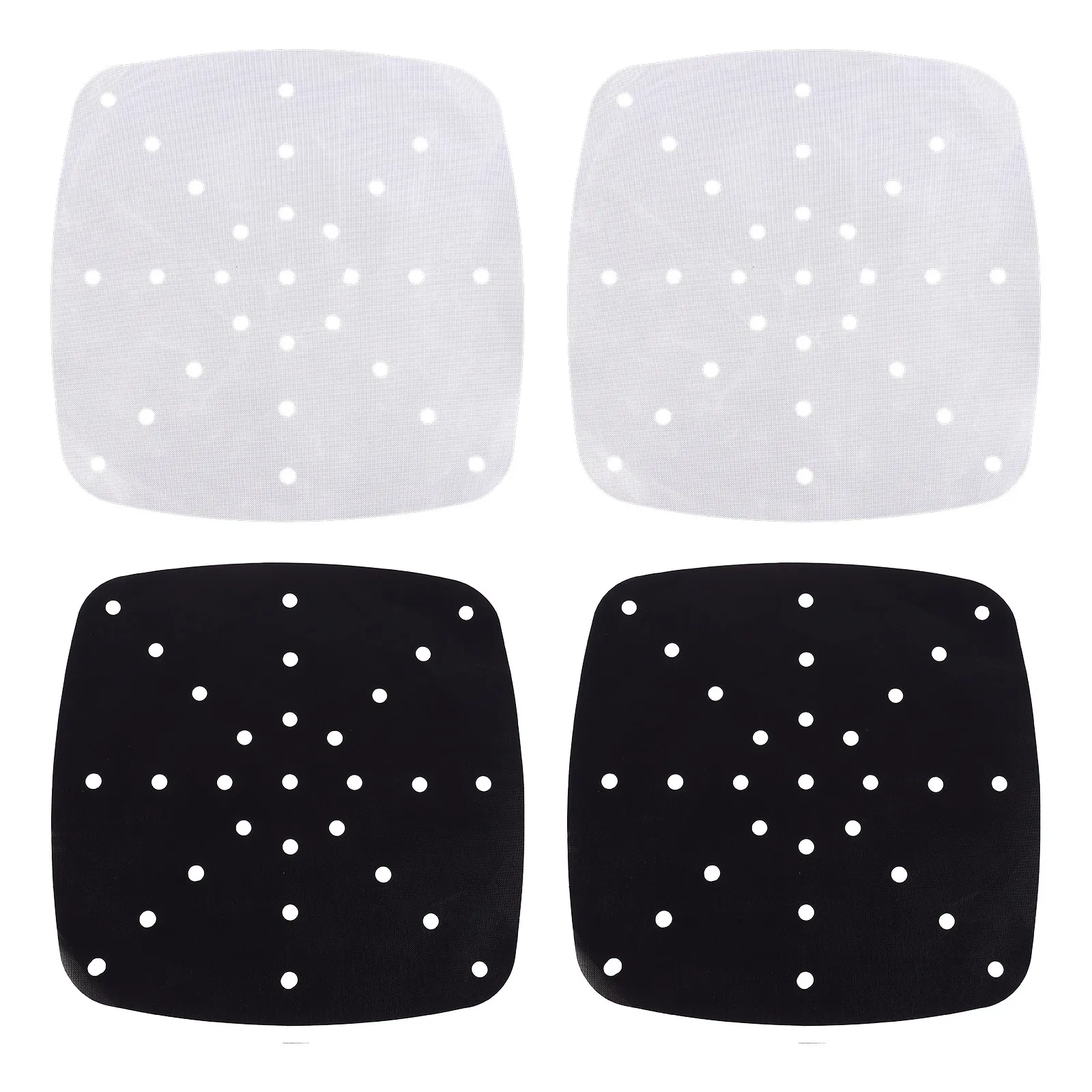 4Pcs Heat Resistant Air Fryer Mats Non-Stick Steamer Baking Mat Reusable Perforated Patch for Airfryer Kitchen Gadget