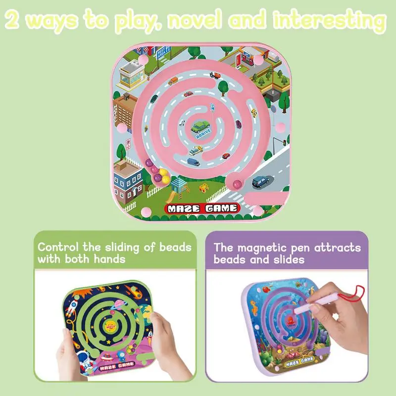 Bead Maze Toy Magnetic Maze Magnet Toys Toddler Activities Balance Game With Magnetic Pen Educational Maze Board Bead Maze For