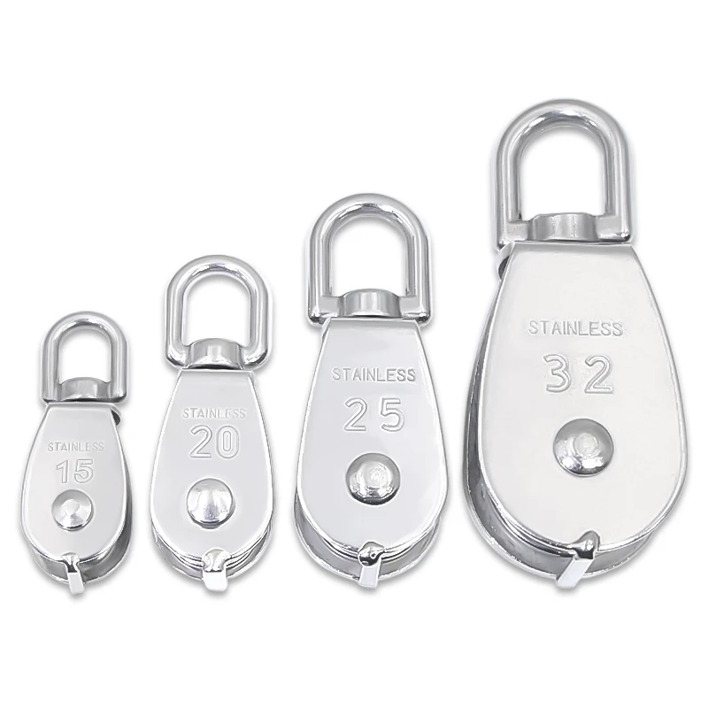 

2-10 pieces of stainless steel single-sided pulleys, wire rope suspension line tugboats, M15/20/25/32/50 lifting pulleys