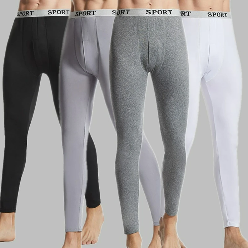 Men's autumn pants with fleece and bottom line thin underwear cotton wool warm pants winter high elasticity slimfit fleece pants