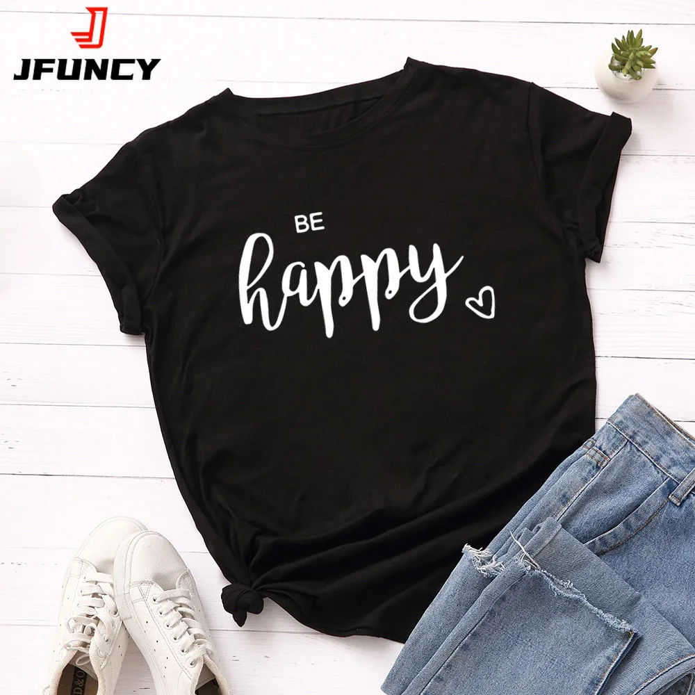 JFUNCY 2024 Women's T-Shirt Oversized Cotton T Shirt Women Summer Tees Clothes Printed Short Sleeve Tops Female Graphic Tshirt