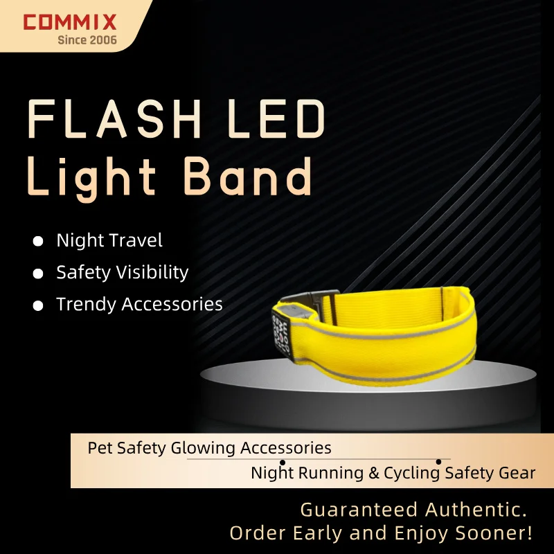 

【COMMIX】2-Pack Flash LED Strips: Double the Safety for Night Travel! Portable, Universal for People & Pets - Great Value!