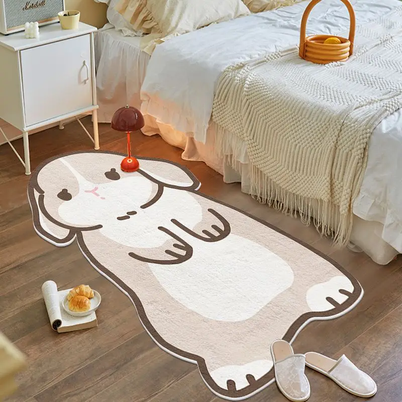 Cartoon Rabbit Pray Fluffy Long Plush Carpet Fluffy Soft Bedroom Bedside Rug Kids Non-Slip Baby Living Room Mat 러그 Alfombra