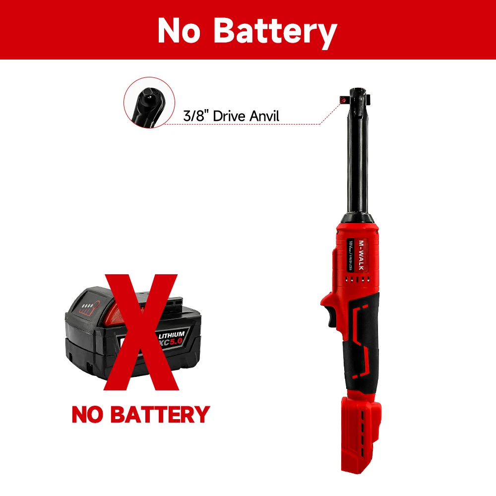 M-WALK Verlengde elektrische ratelmoersleutel Hoog koppel 3/8" Professionele aandrijving 18v borstelloos elektrisch gereedschap voor M-batterijpin