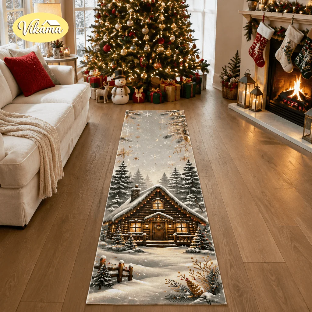 VIKAMA Christmas Long Corridor Foyer Rug For Living Room And Dining Room Corridor Running Track Easy To Clean Carpet Home Decor