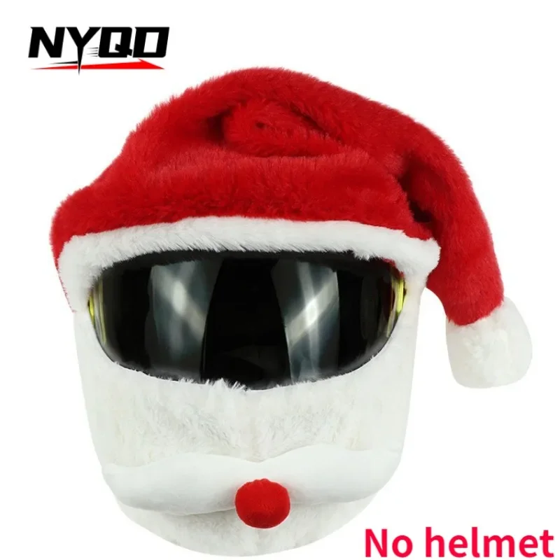 Christmas Motorcycle Helmet Cover Santa Claus Hat Full Face Funny Plush Moto Helmet Decoration Xmas Motorcycle Skiing Accessorie